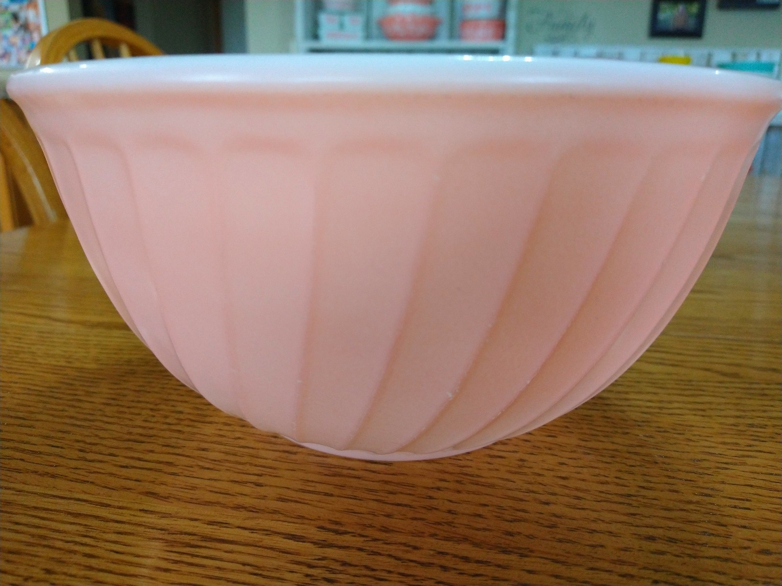 Anchor Hocking Fire King Pink Swirl 9 Mixing Bowl