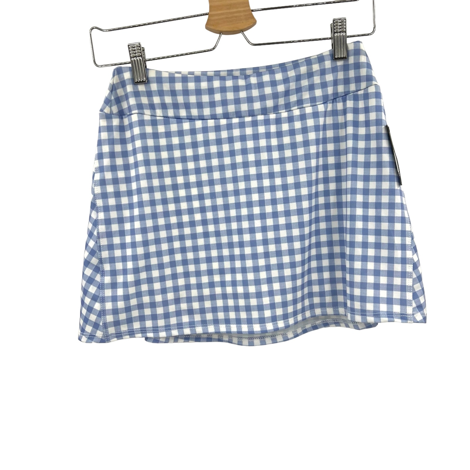 Onzie Tennis Skirt Blue White Gingham Skort Size Small