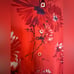Vintage Oversized Crop Floral Red Daisy Print Top & Tapered Crop Pant-Size XS