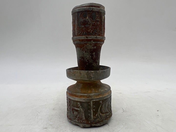 Antiq 4.8 H x 1.9 DIA Hammered Pewter Viking Shaman Medicinal Apothecary Grinder