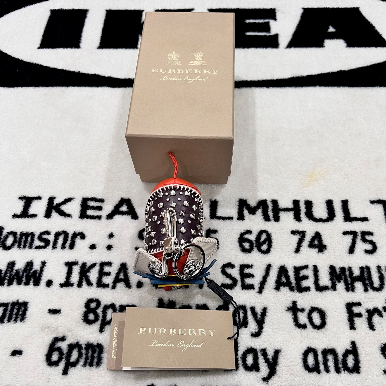 Burberry Trevor the Scottie Dog Studded Leather Bag Charm / Key Chain