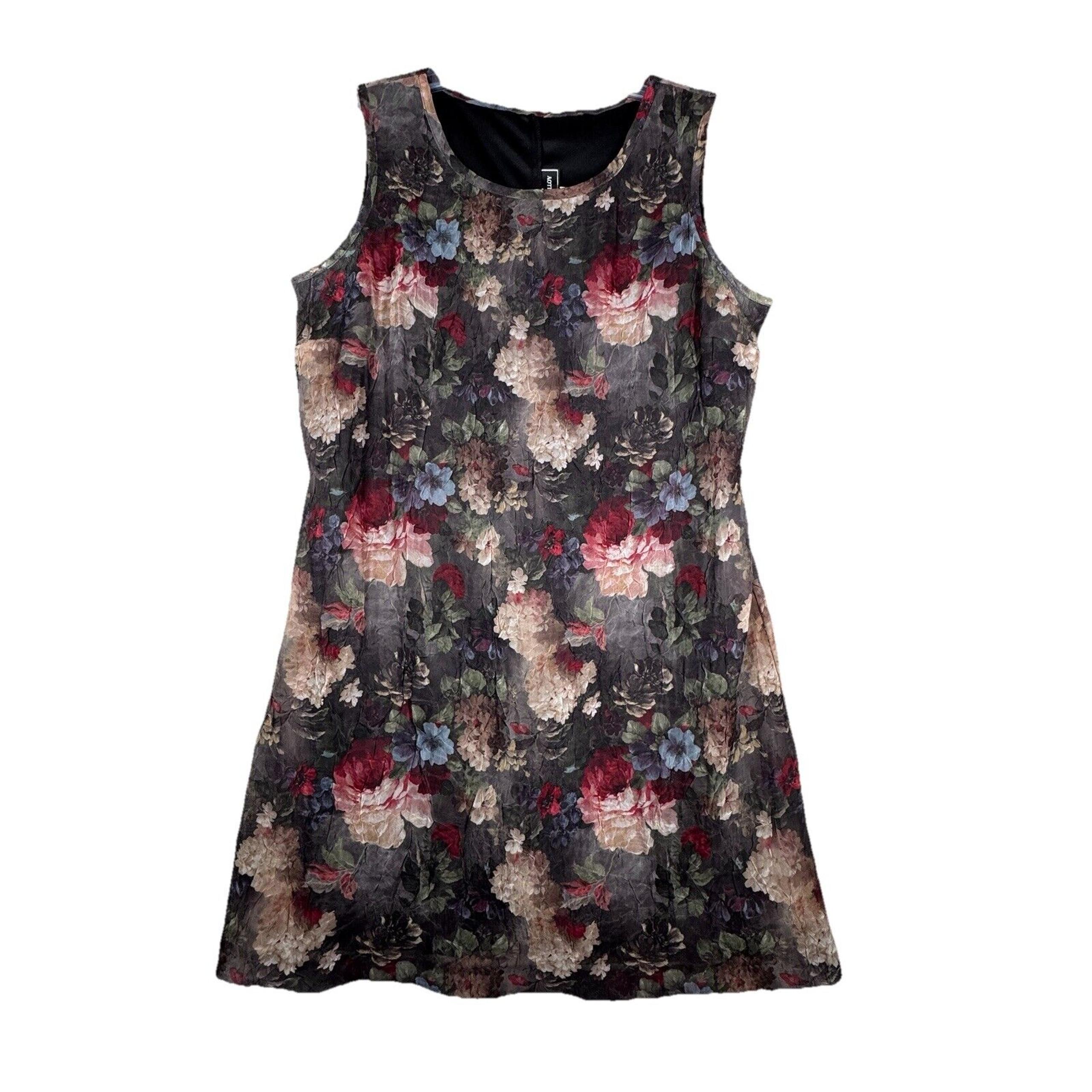 Molly Malloy Dress Womens 12 Black Pink Dark Floral Grunge Cottagecore Vintage