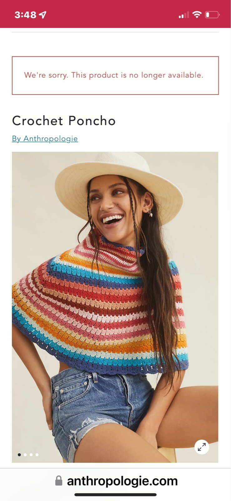 Anthropologie Crochet multi color Caplet Poncho Skirt Rare Unique piece S