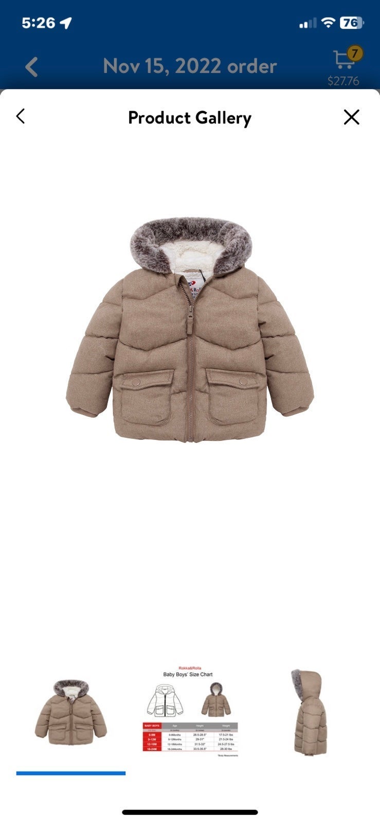ZARA Toddler Boys Winter Jacket