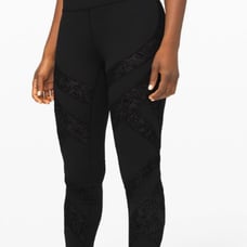 LULULEMON WUNDER under high rise flocked mesh black 28” legging size 6 EUC