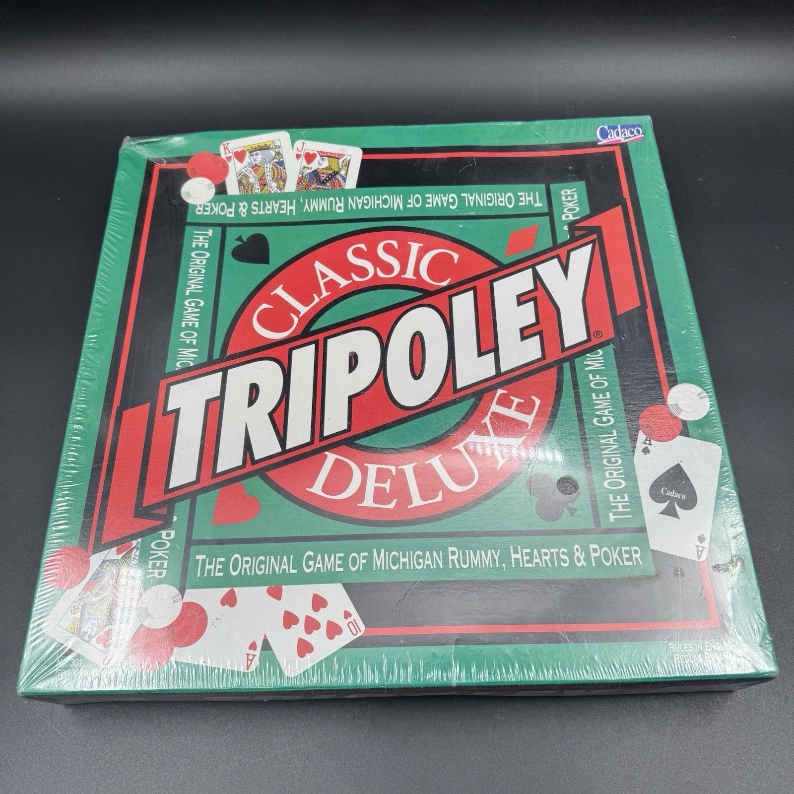 Sealed Cadaco Classic Tripoley Deluxe Michigan Rummy Hearts & Poker Game1995 New