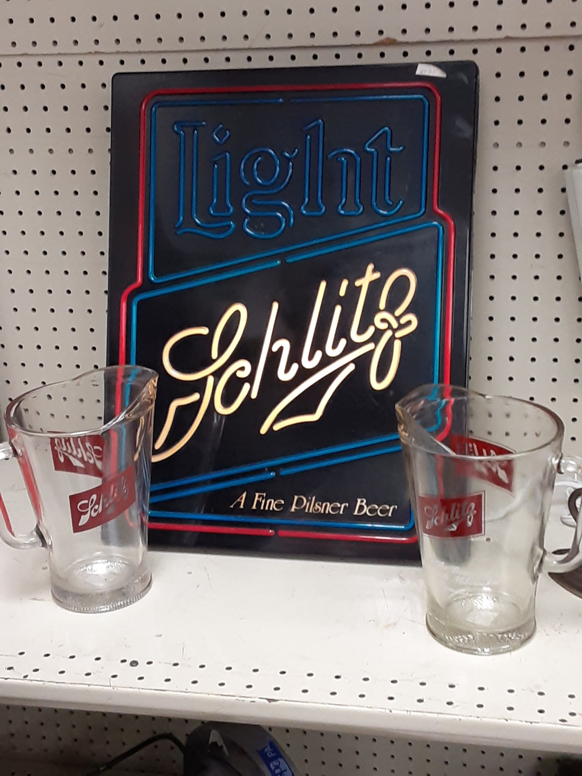 Schlitz neon with 2 pitchers