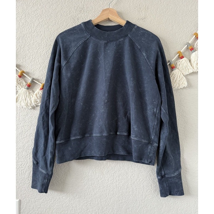 Lululemon Ready To Roll Crewneck Dye Acid Navy Relaxed Fit Outdoor Comfort 6