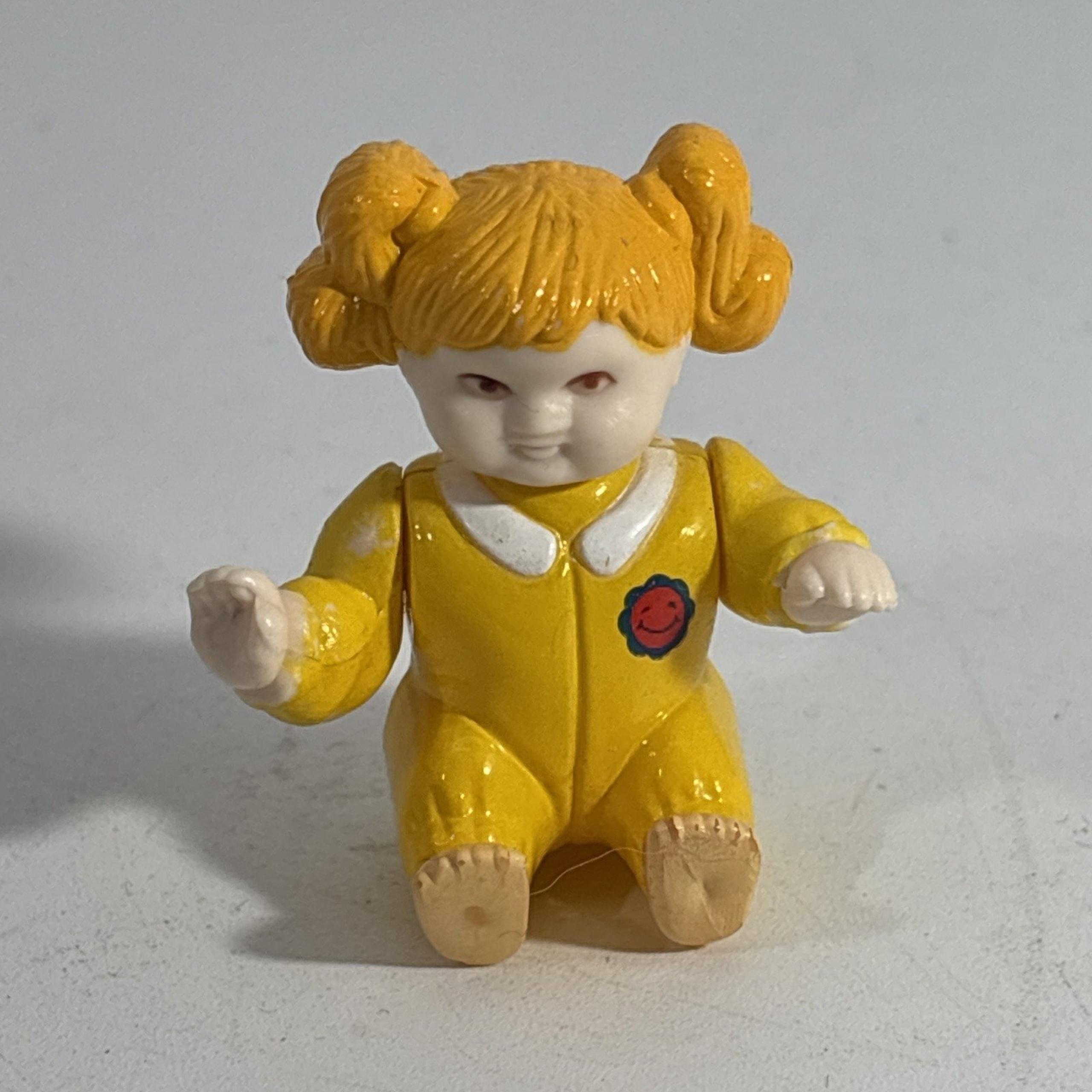 Rare FUNRISE 1989 Baby Girl Doll Blonde Pigtails Yellow outfit Bare Feet Figure
