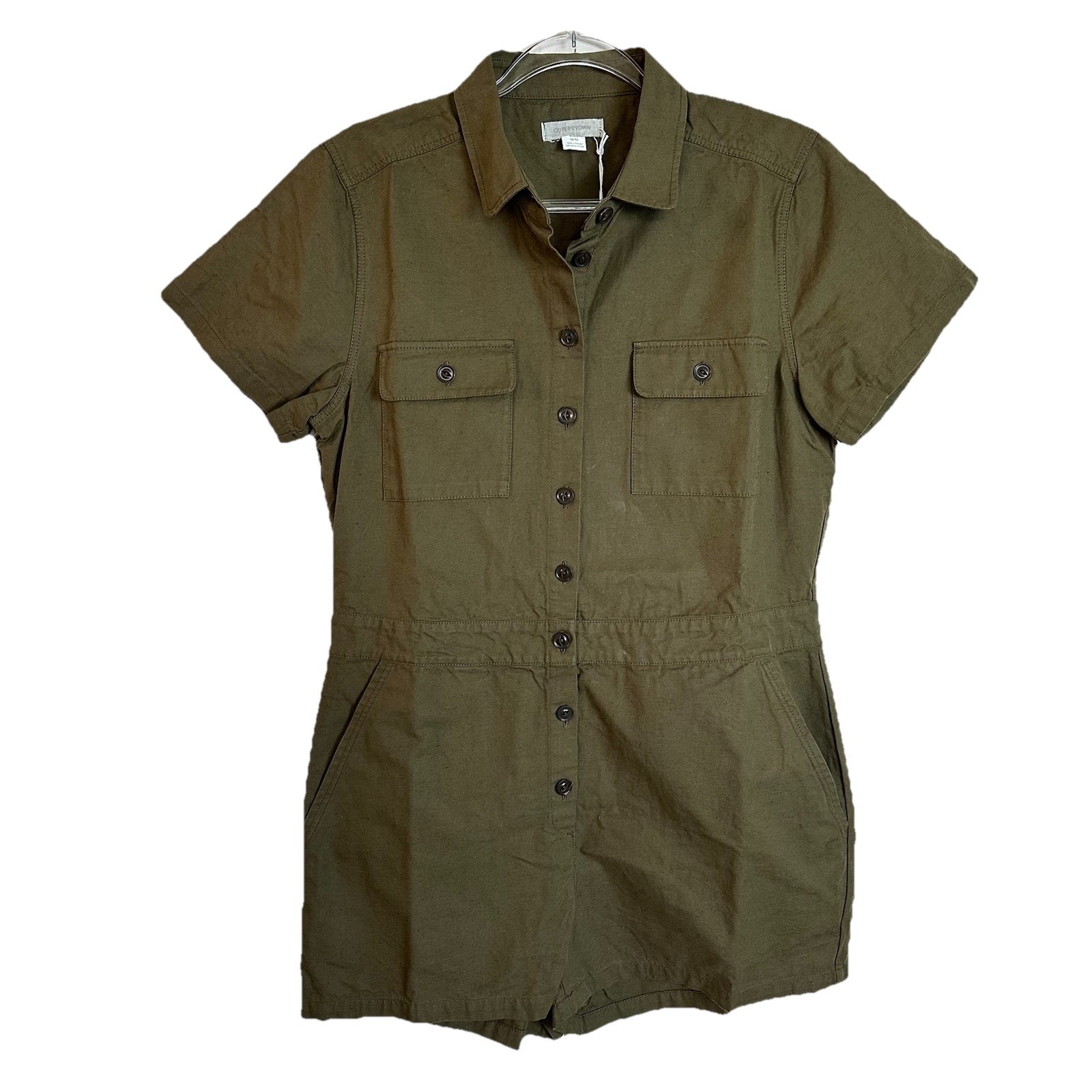 OUTERKNOWN S.E.A. SUIT SHORTALL ROMPER OLIVE BRANCH Linen Cotton Blend Sz M NWT