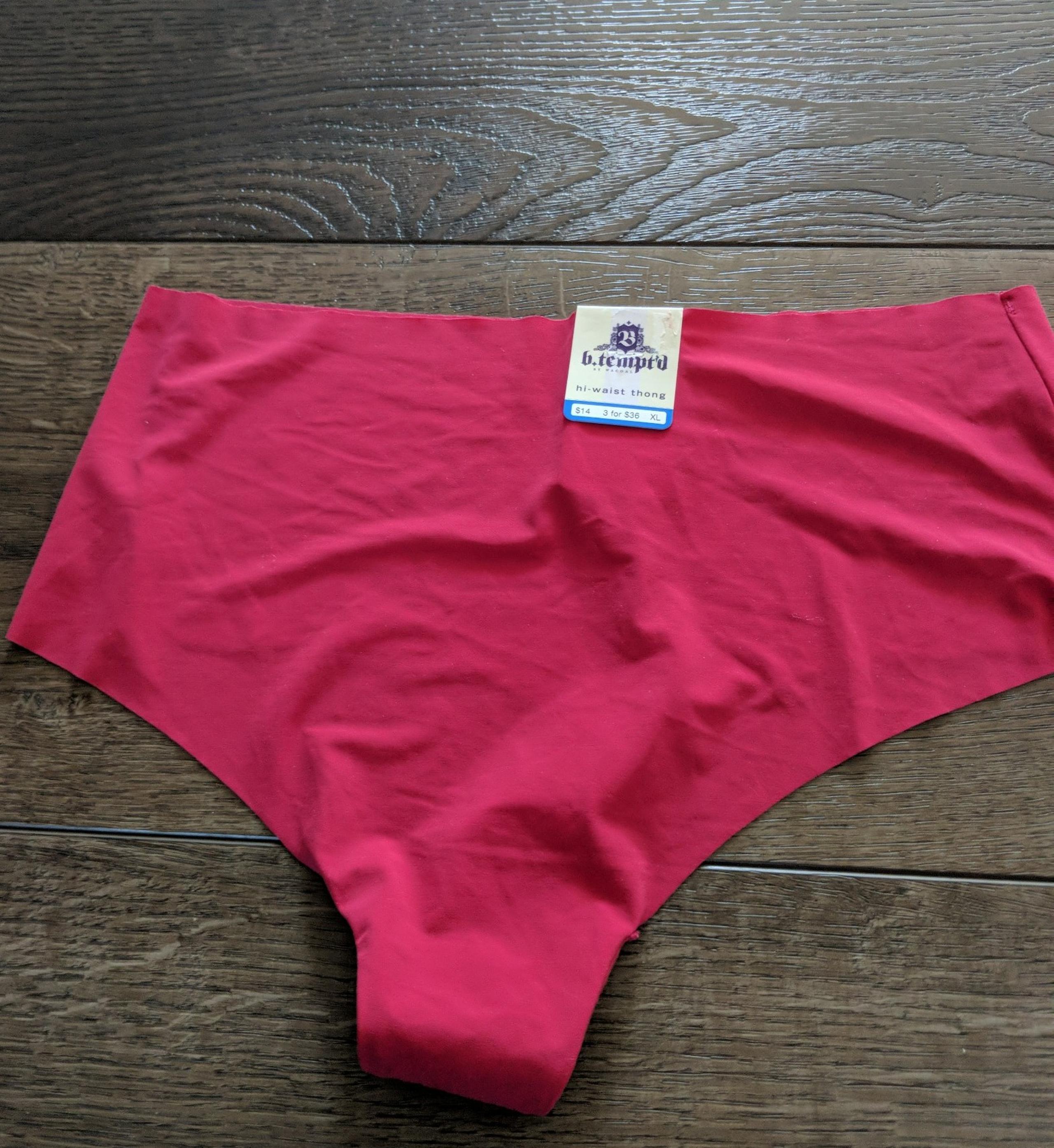 b.tempt'd hi Waist pink thong panty xl