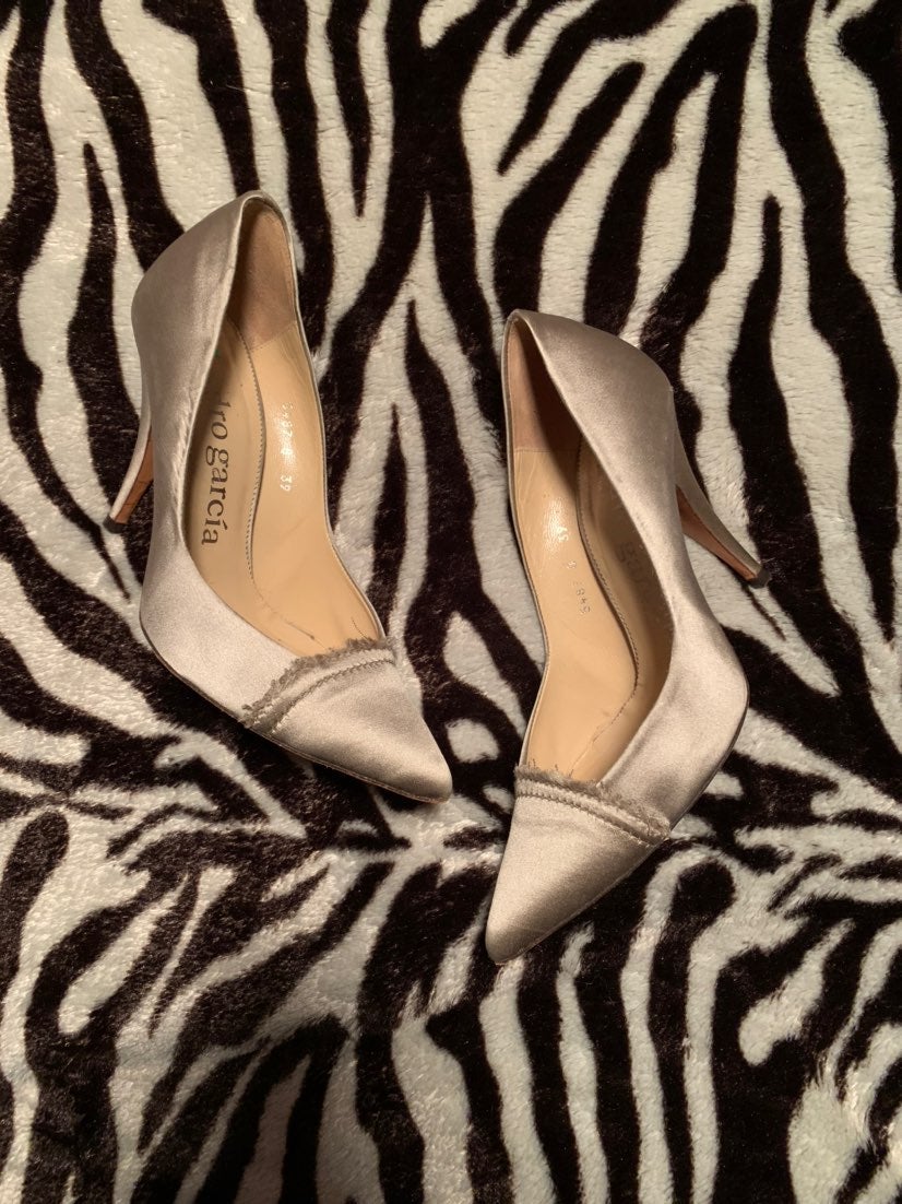 Pedro Garcia Golden Bronze Silk Heels