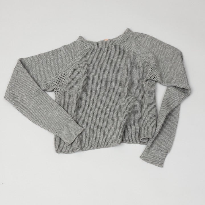 LUNYA Grey Waffleknit Crop Sweater