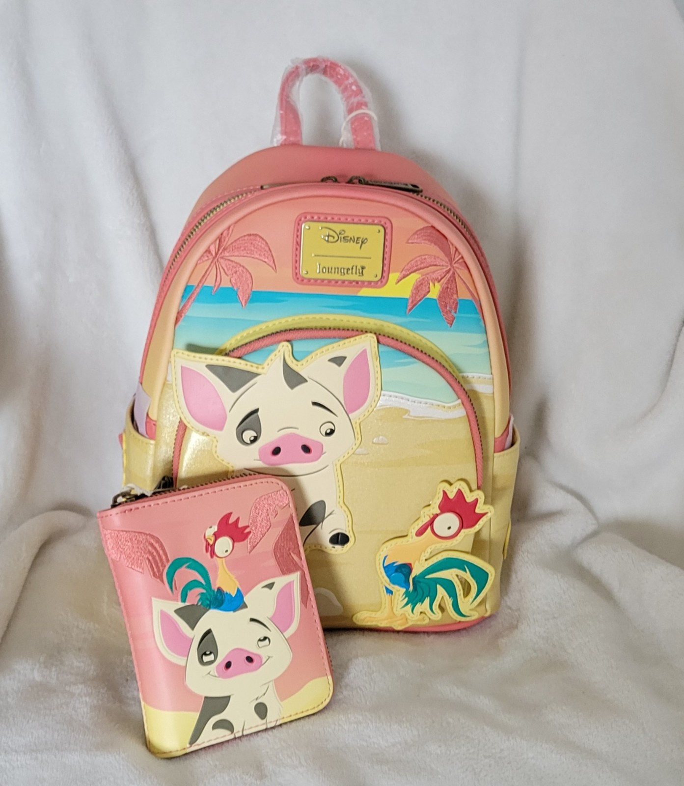 Loungefly Disney Moana Pua & Hei Hei Sunset Mini Backpack and wallet
