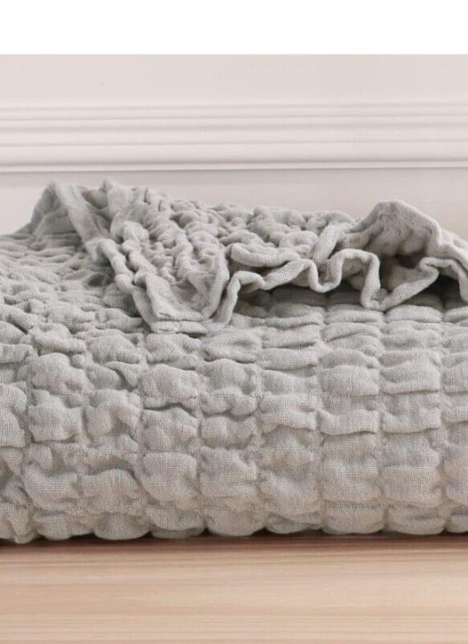 Berkshire Cotton Scrunchie Throw. Cotton 99%. 50 x 70 . Chateau Grey Color.