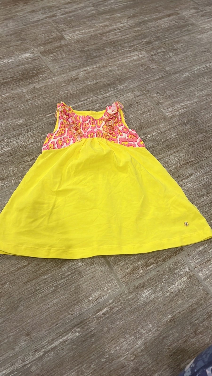 ROBERTO CAVALLI JUNIOR ANIMALIER PRINTED DRESS NEON BABY GIRL PINK YELLOW