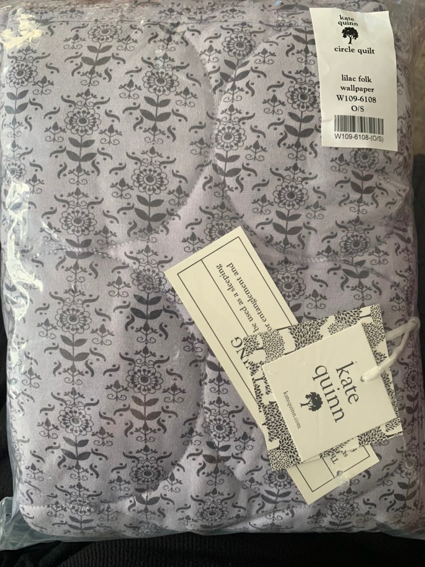Kate Quinn lilac folk wallpaper quilt