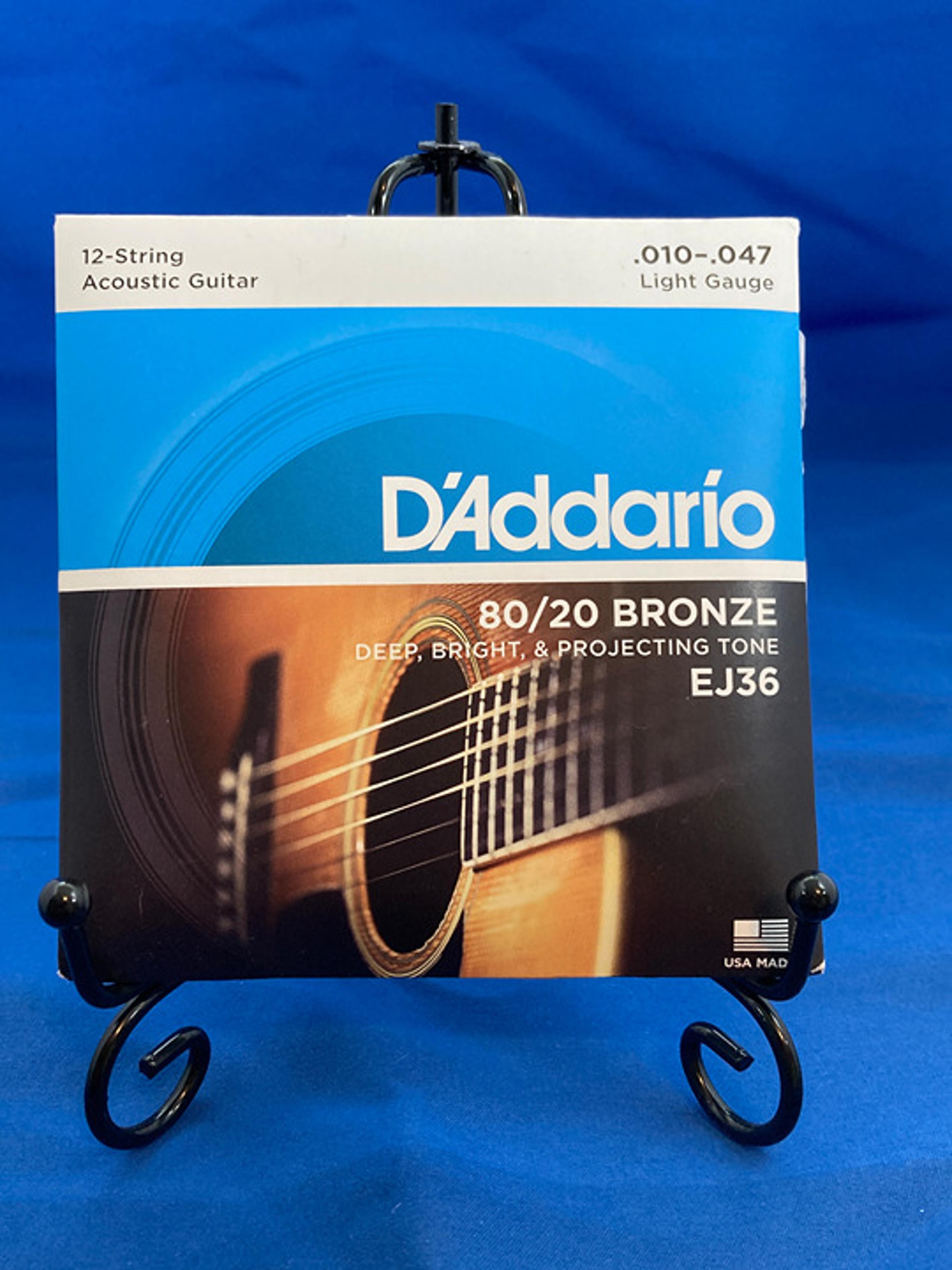 D'Addario EJ36 12-String Bronze Acoustic Guitar Strings 10/47 Light