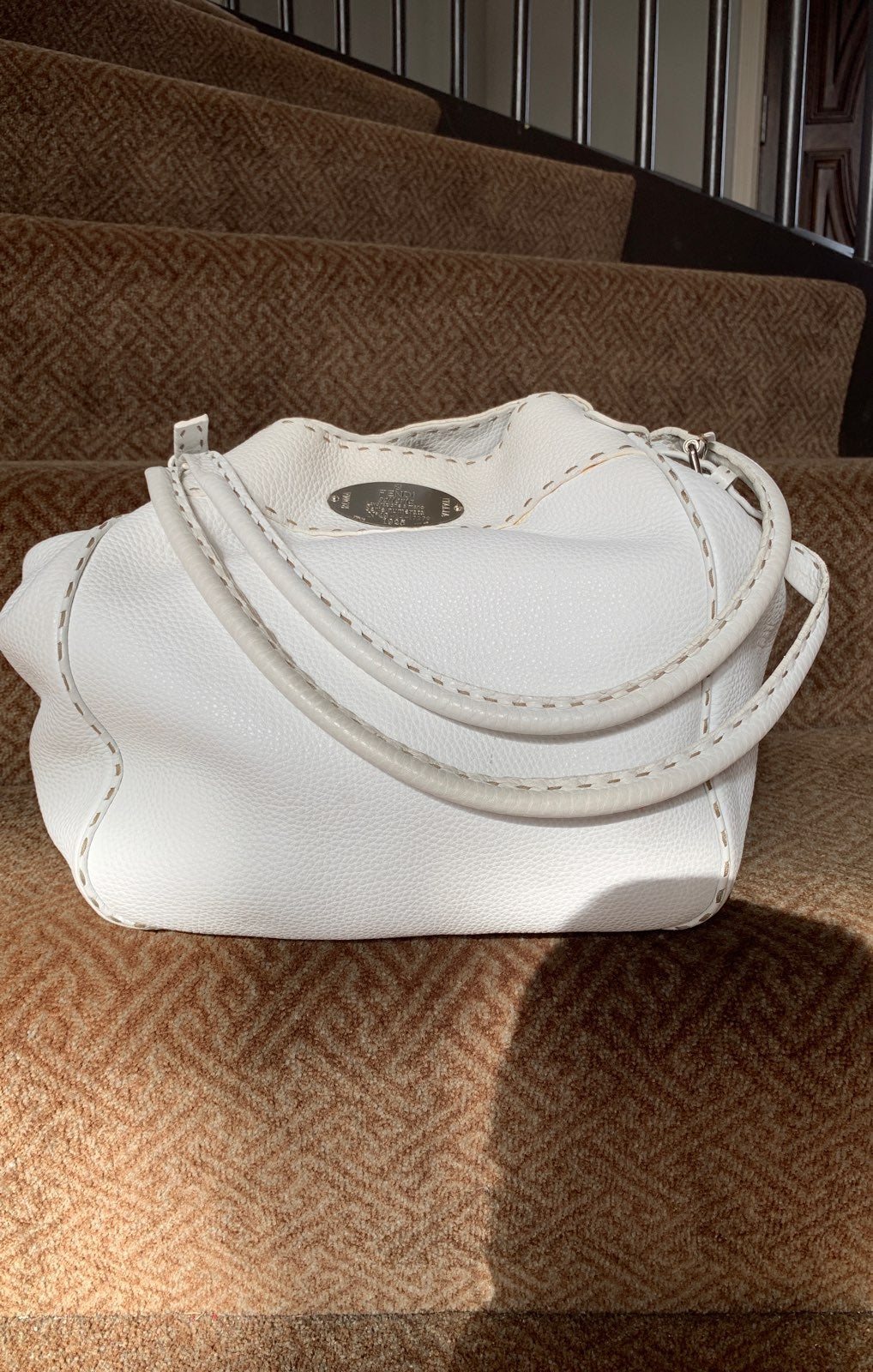White Fendi leather handbag