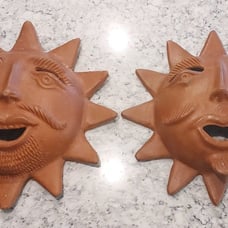 Terracotta Pair of Vintage Suns 13 Free Shipping EUC