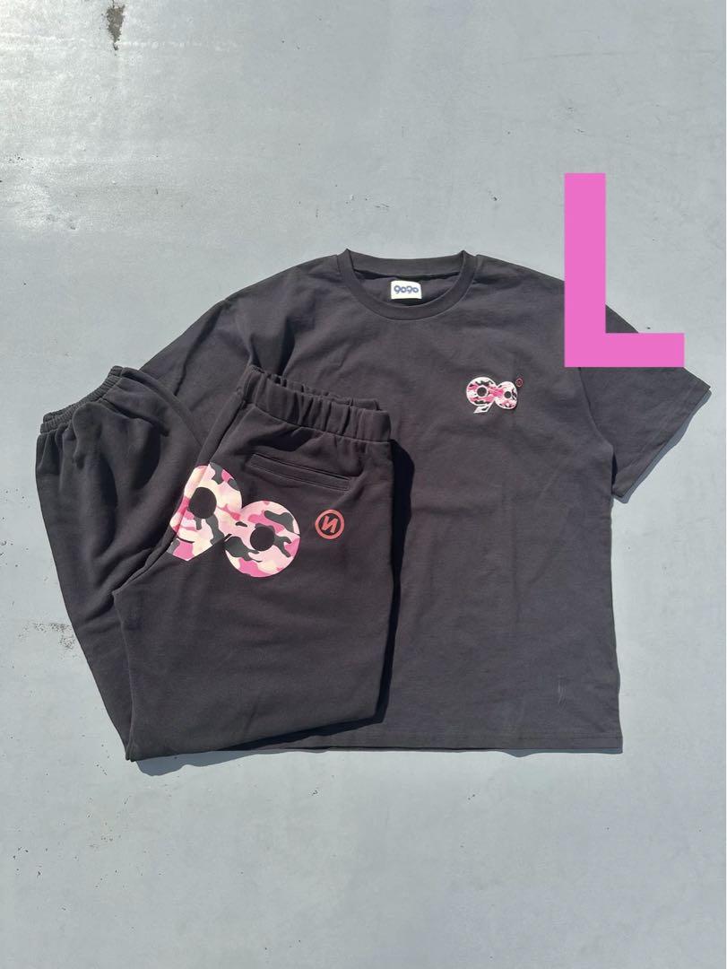 【最安値に挑戦】 sweatpants Tee 9090logo Black camo pink トップス