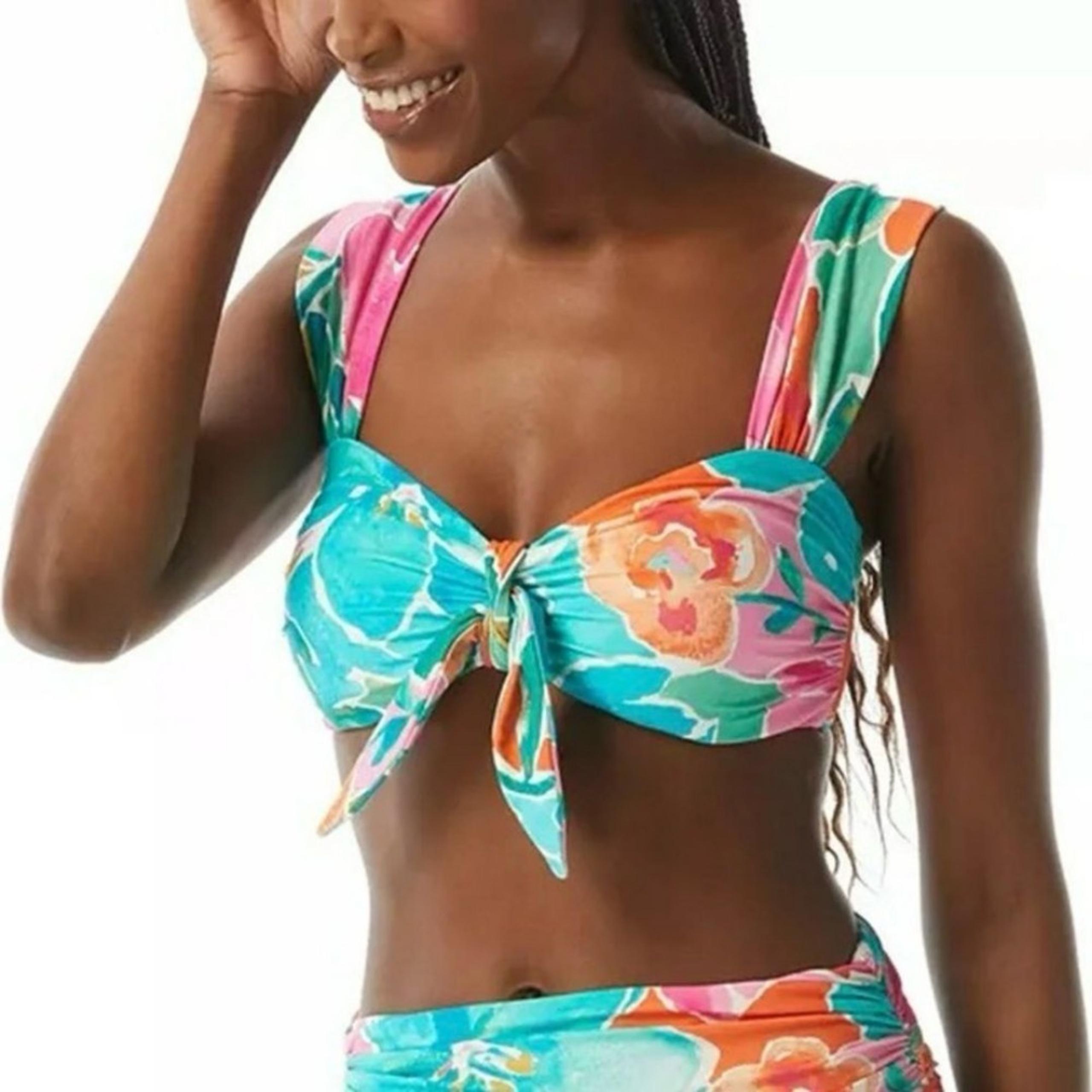 Carmen Marc Valvo MULTI Scarf Tie Front Bikini Top NWT