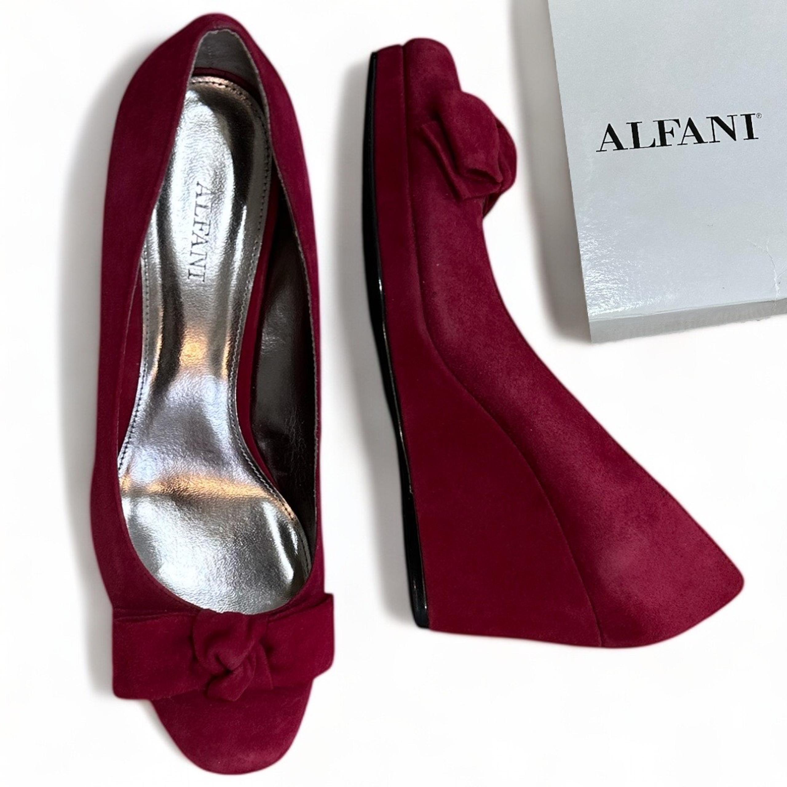 Vintage Women’s Leather Upper Wedge Heels Size 8 Marared Garnet Heels Co - Alfani