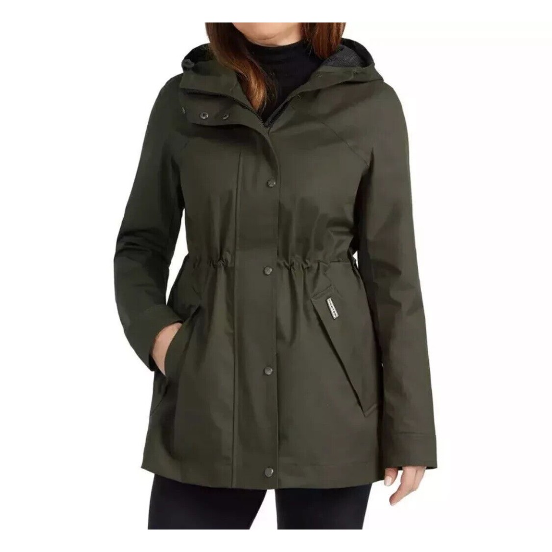 NWT Hunter Ladies Water Resistant Rain Jacket, Olive Green, XL
