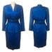Vintage Silk Studio Blue & Black polkadot fitted waist top & skirt size 12