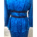 Vintage Silk Studio Blue & Black polkadot fitted waist top & skirt size 12