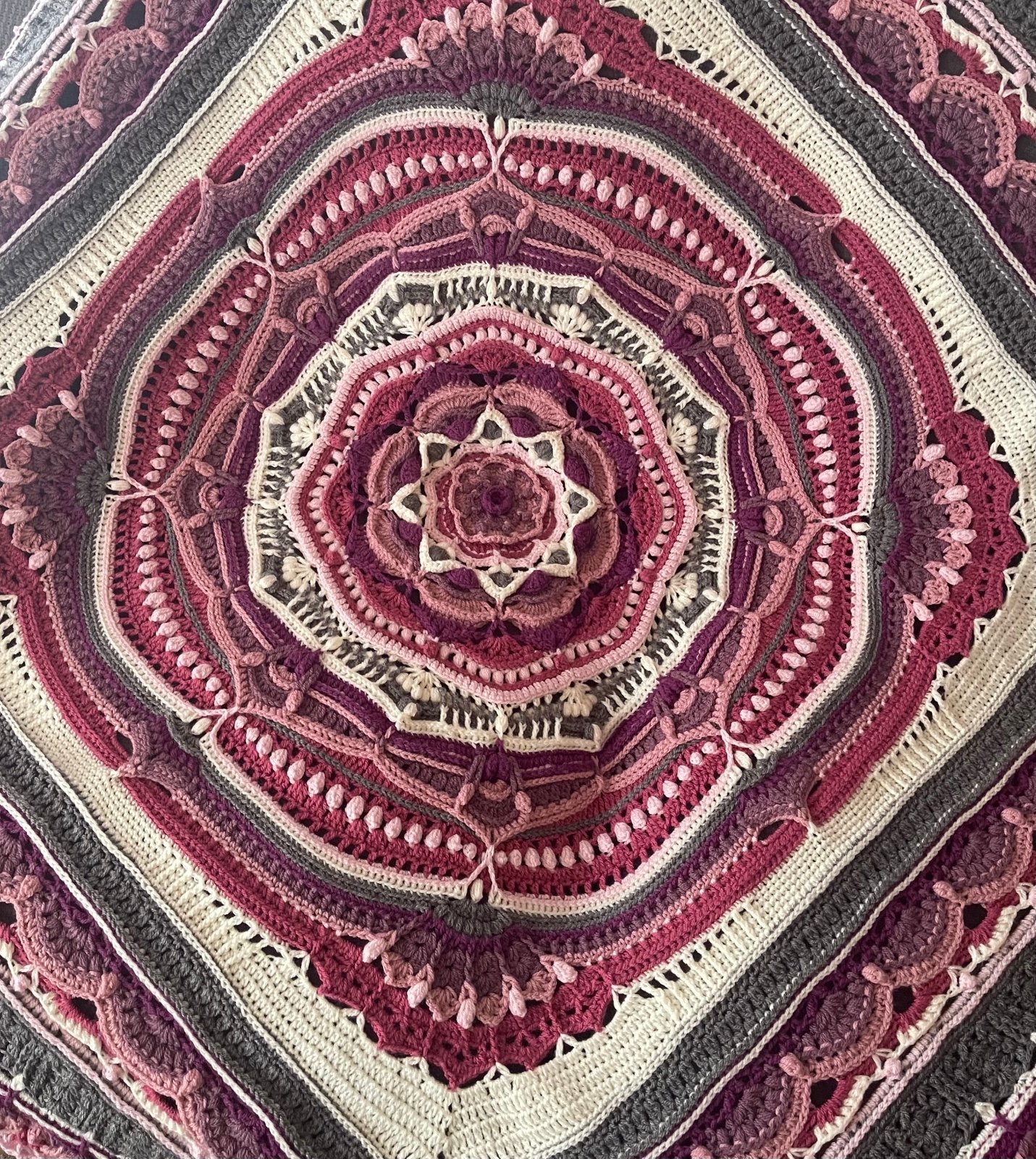 80’s Baby Crochet Throw - pink / purple / gray