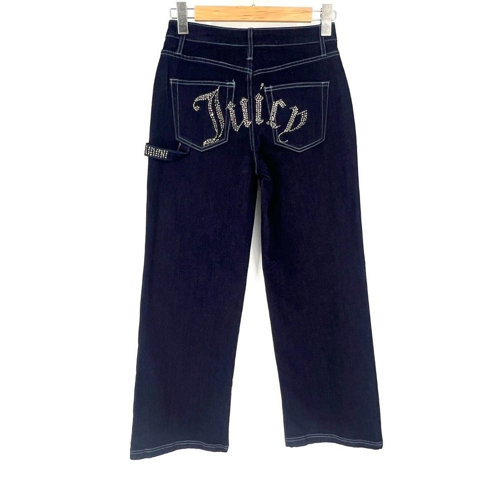 Juicy Couture Jeans Women 3/26 Blue Abbot Stone Hammerloop Rinse Wide Leg JC643
