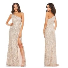 NWOT Mac Duggal SEQUIN ONE SHOULDER GOWN W/ EMBELLISHMENTS Sz 12