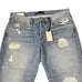 3X1 Fringe Hem Crop Straight Leg Jeans Distressed Mid -Rise Cotton 31 Women NWT