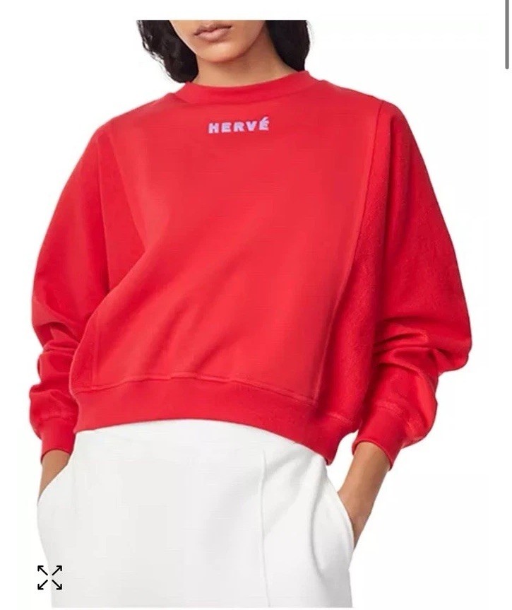 HERVÉ by Hervé Léger Logo Dolman Sleeve Sweatshirt Crewneck Pullover Sz XXS