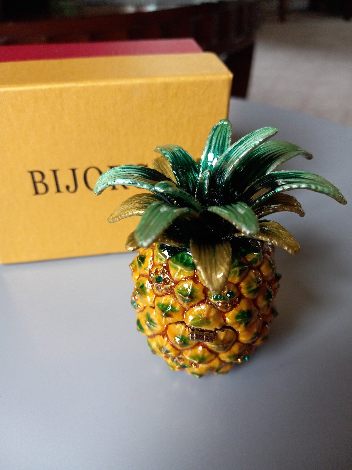 Bijorca Collectible Jeweled Pineapple Trinket Box