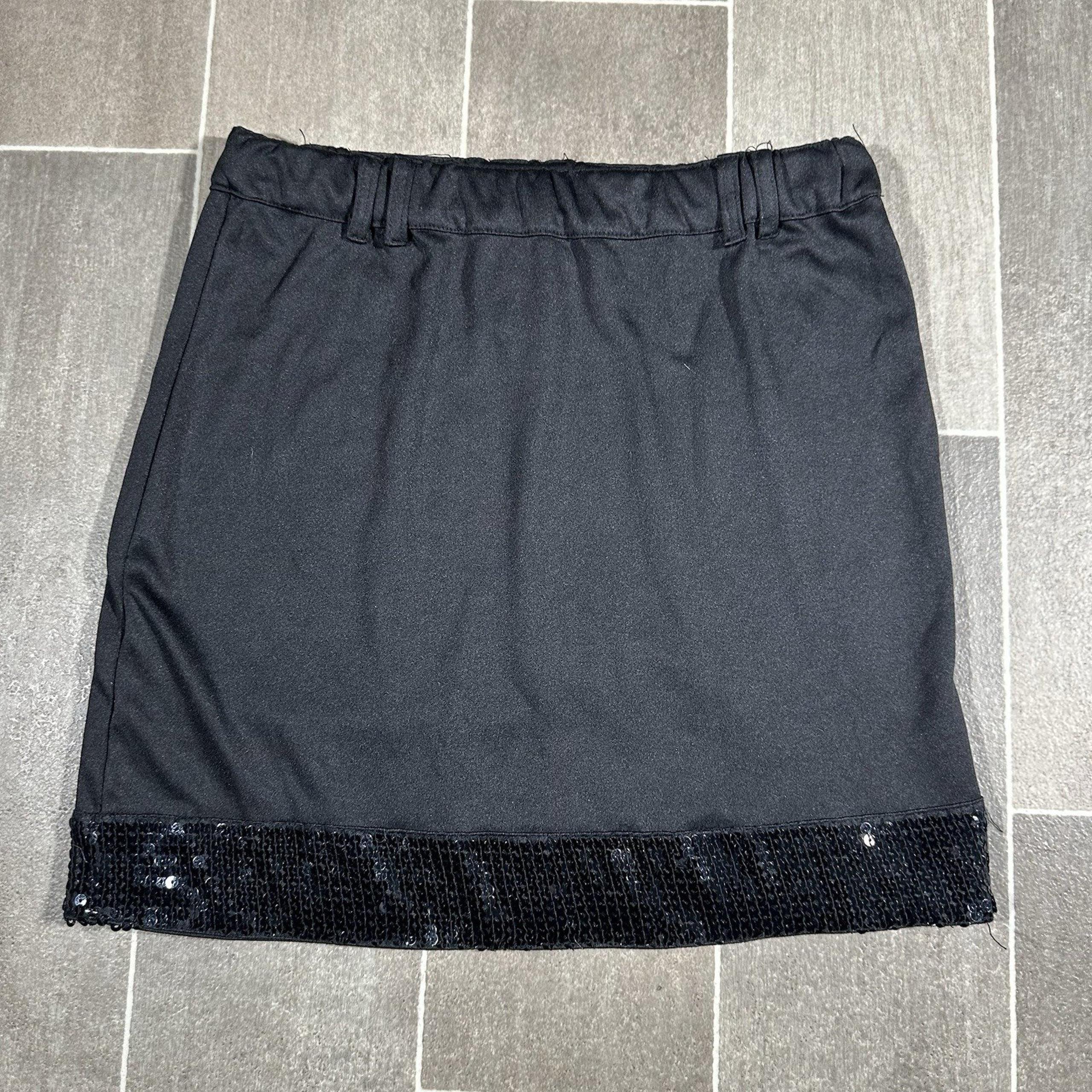 Black Sequin Mini Skirt Size Small Envy Me Elastic Waist