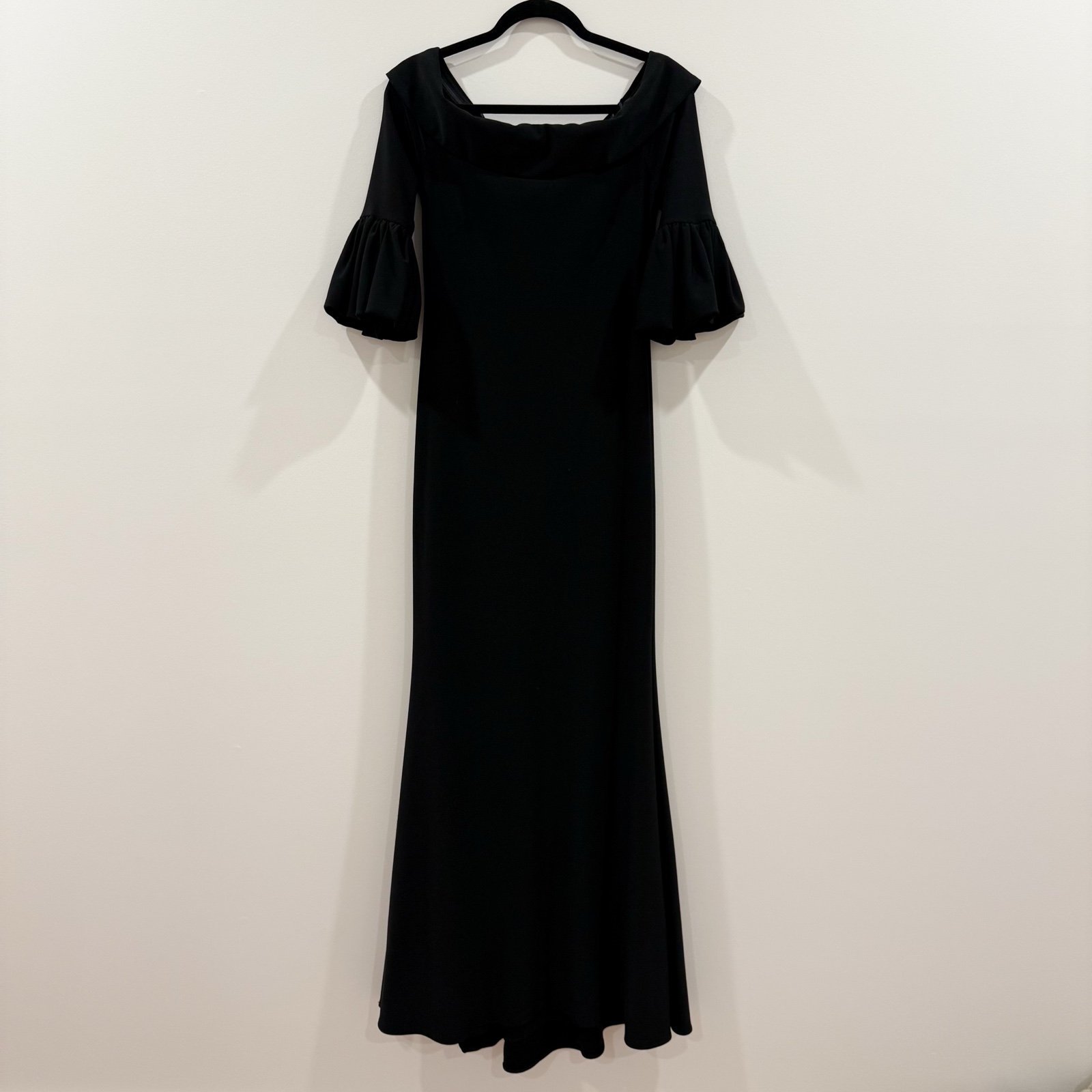 Off-Shoulder Bell Sleeve Jersey Evening Gown