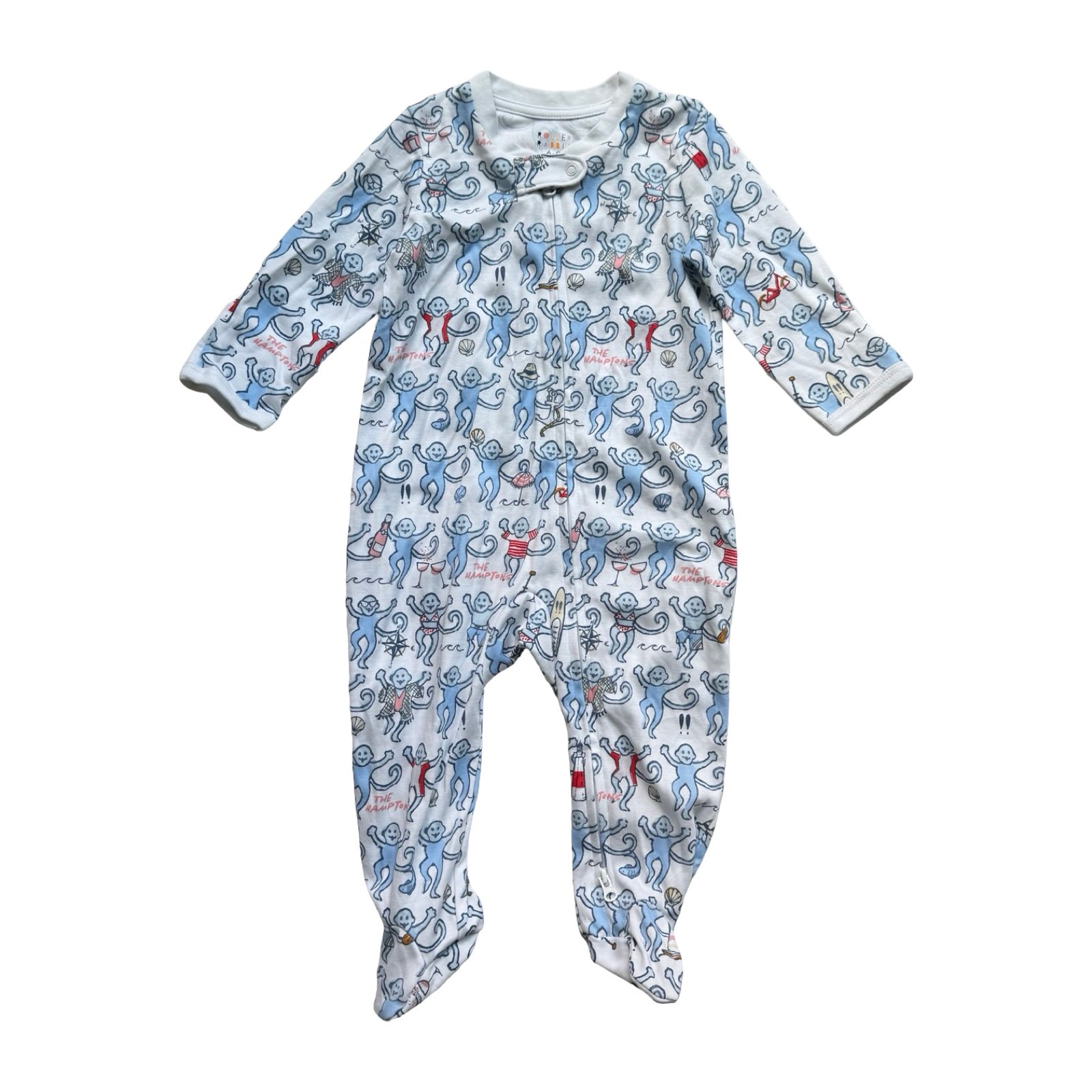 New Authentic ROLLER RABBIT Baby Romper Monkey Sz 6-9 Months