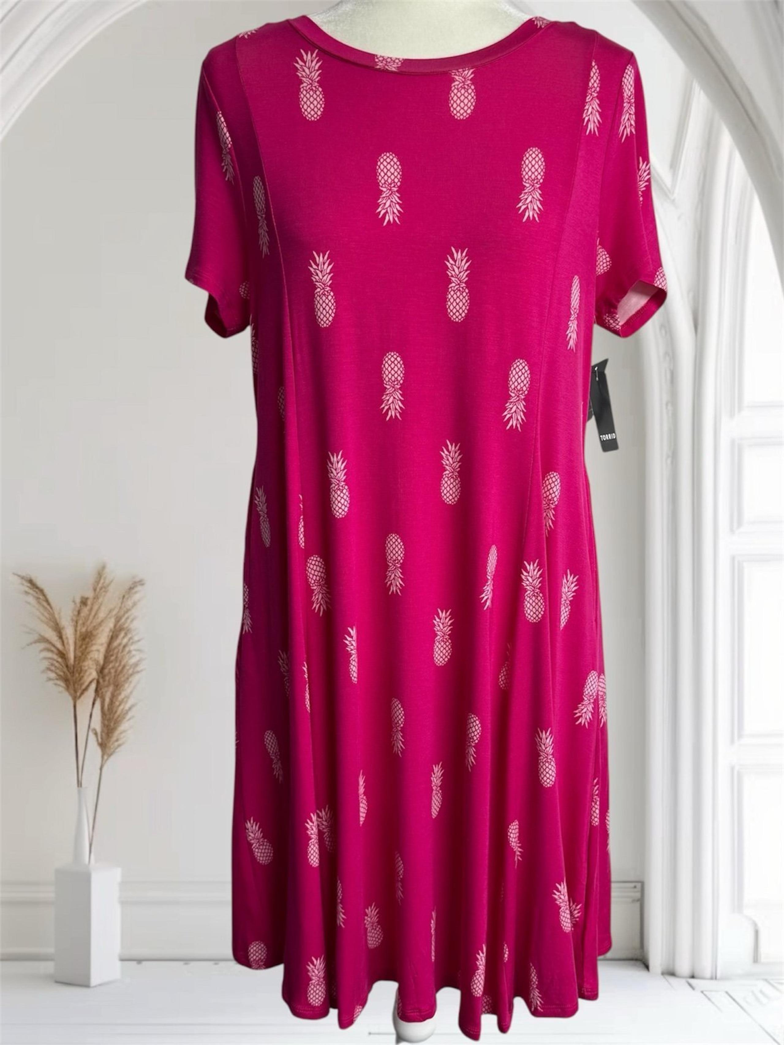 *NWT* Torrid Mini Super Soft Fit n Flare Pink Dress w Pockets Size Medium