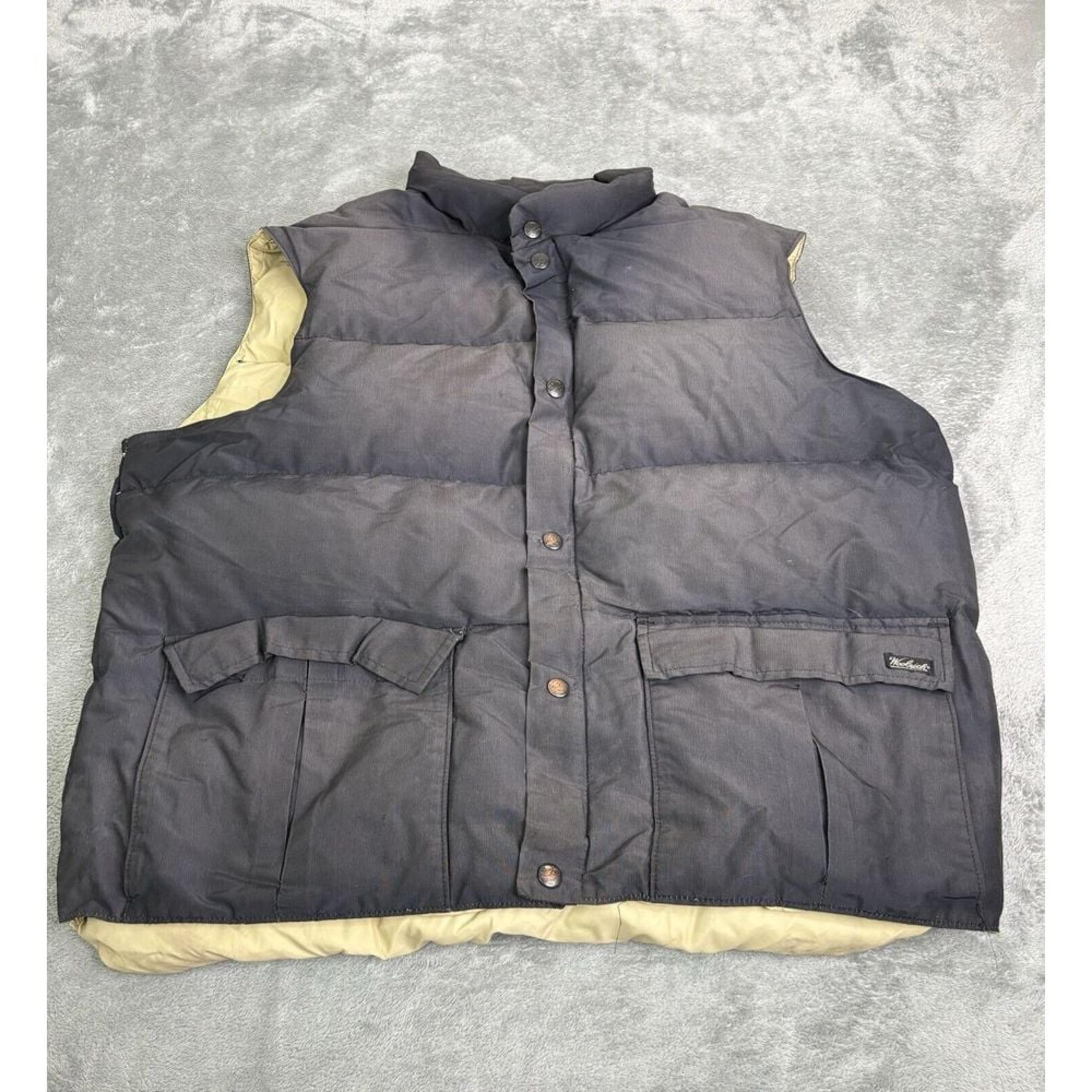 Vintage Woolrich Goose Down Full Zip Puffer Vest Men's Size Large Blue