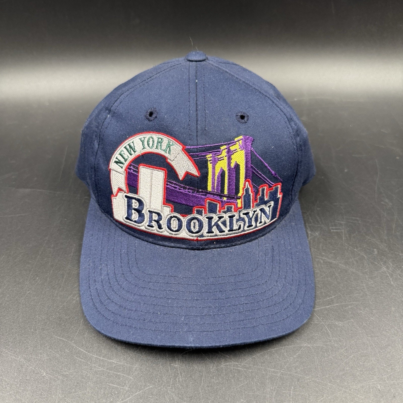 NOS Vintage New York Brooklyn Embroidered SnapBack Hat Green Brim