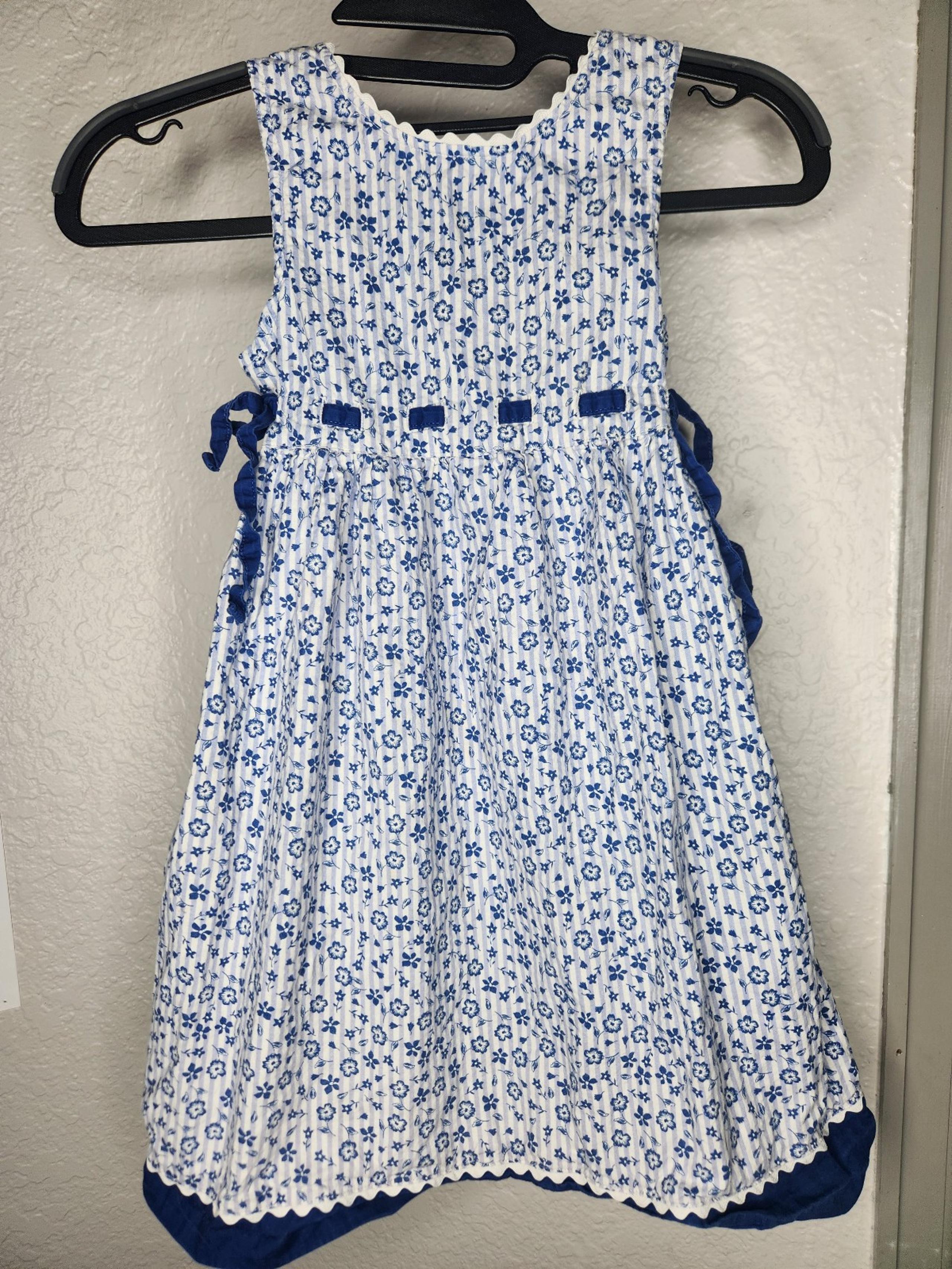 Disney kids 100% cotton blue calico floral dress