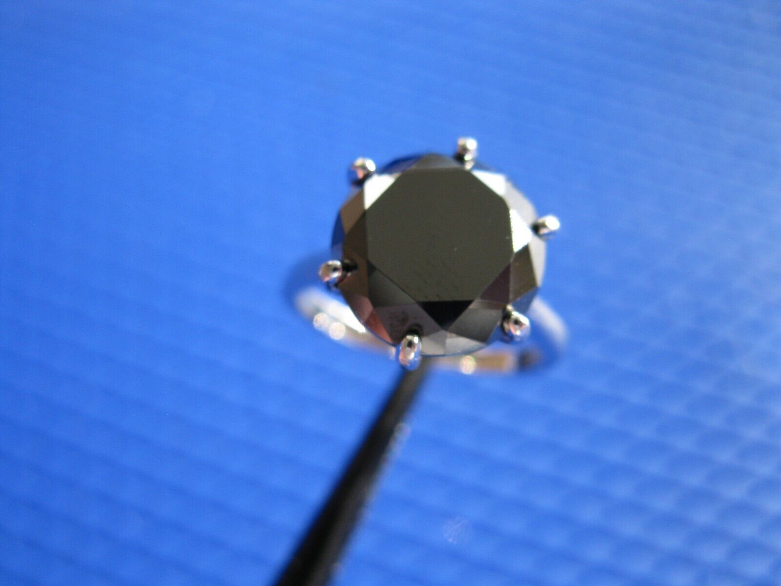 4.76ct 100% REAL NATURAL BLACK DIAMOND RING, CERTIFICATE,FR EE DIA TESTER Size 5