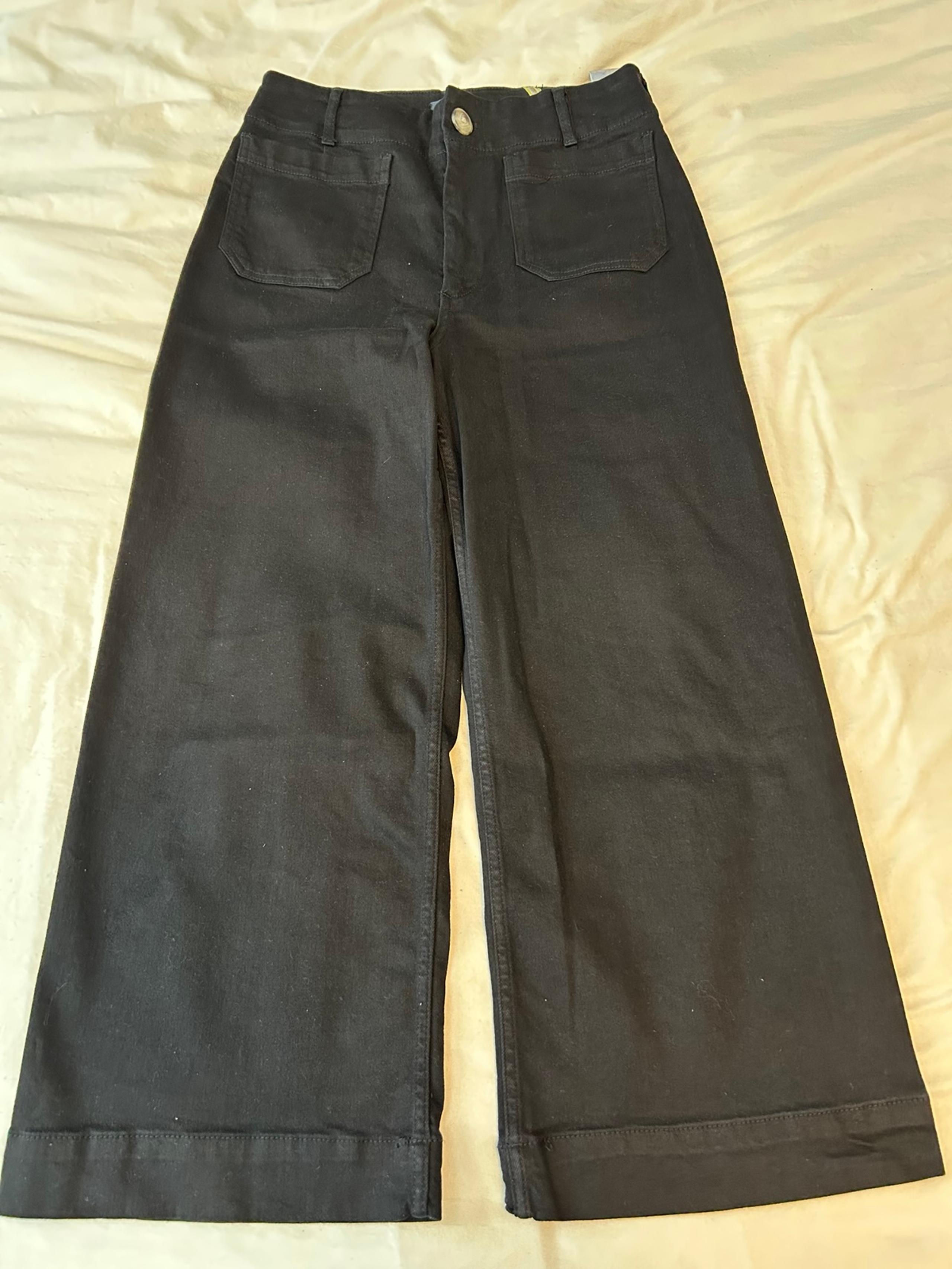 The Colette Cropped Wide-Leg Pants by Maeve | color: black | size 30