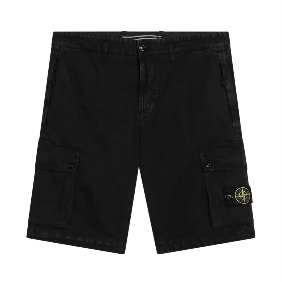 【New】STONE ISLAND Logo Bermuda Shorts Black 32