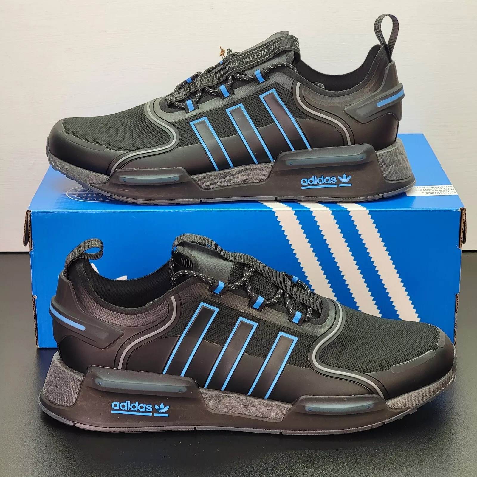 Adidas NMD V3 Boost Shoes Men's Black Blue Athletic Running Sneakers Sz 11
