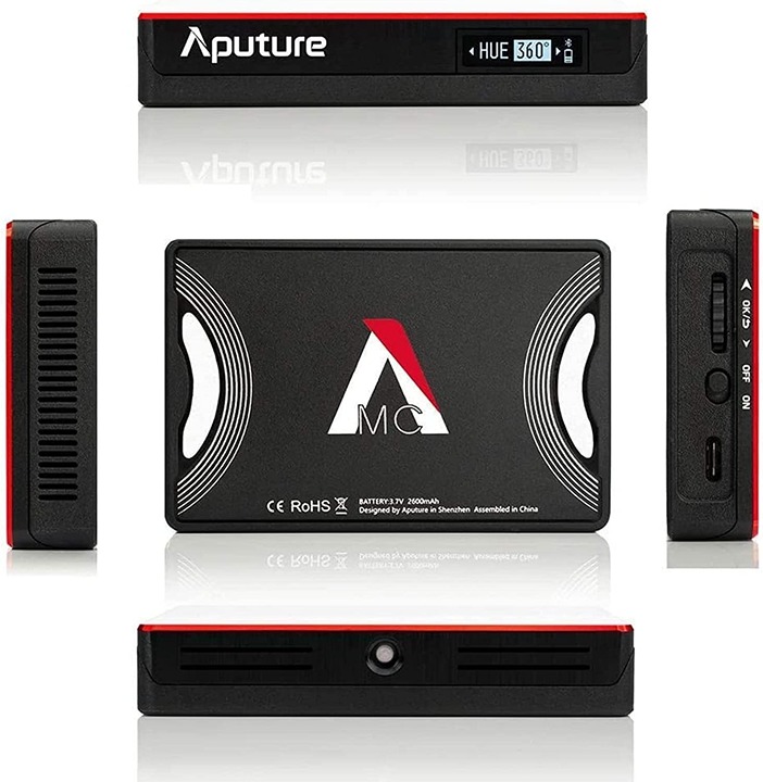 Aputure MC RGBWW Mini LED Light 3,200K-6,500K Full HSI Color APP Control