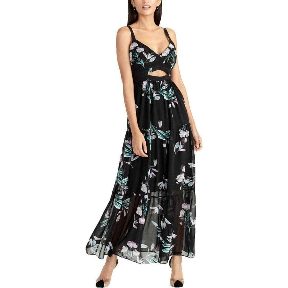 Rachel Roy Adrena Maxi Dress Black Size 2 Floral Whimsigoth Cottage Fairy NWT