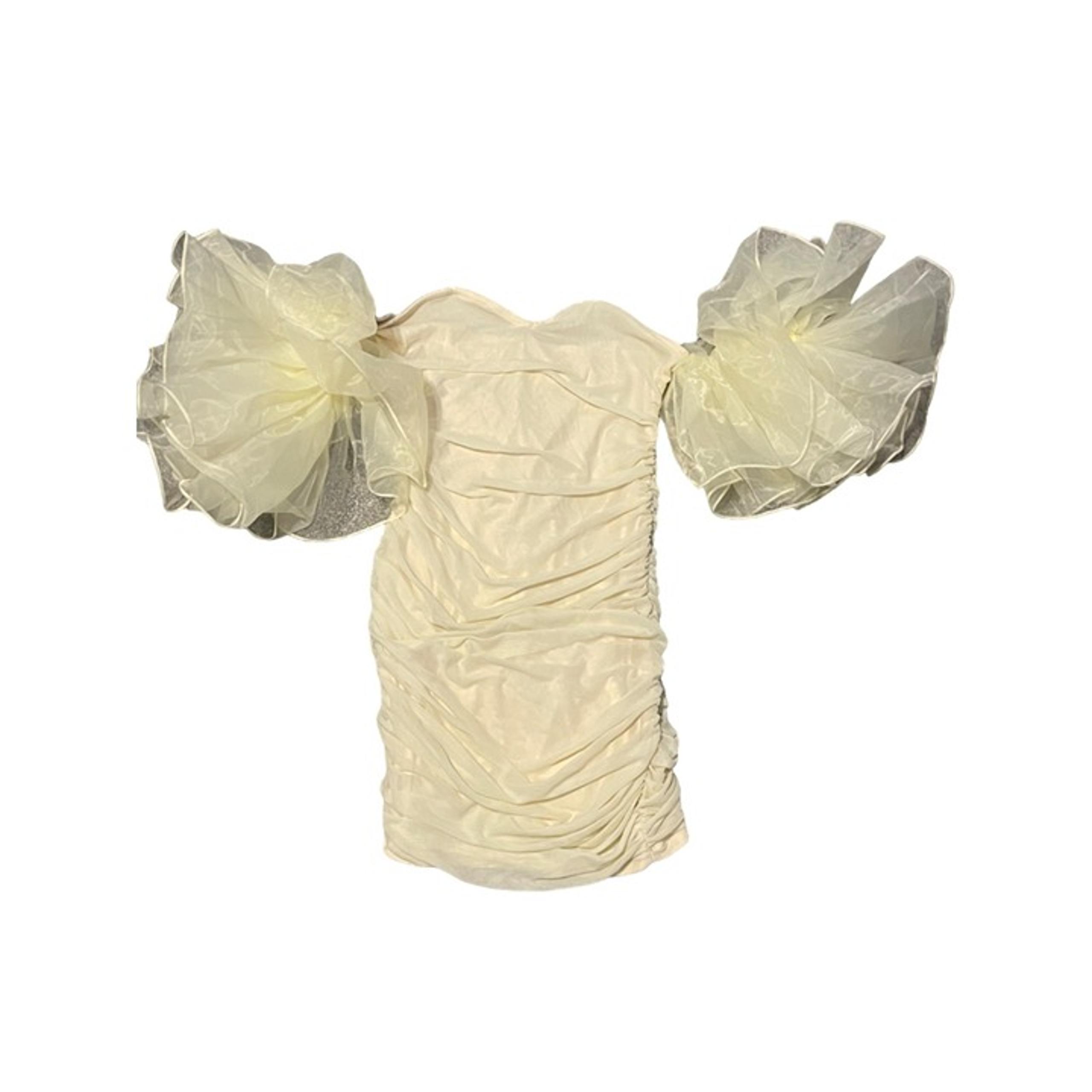 Shein Size Large Womens Ivory Mini Dress with Ruffled Arms #C-5-2-100